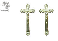 Talla 44.8×20.8cm fúnebre del crucifijo de la cruz ornamental de Jesús, cruz plástica de oro del ataúd